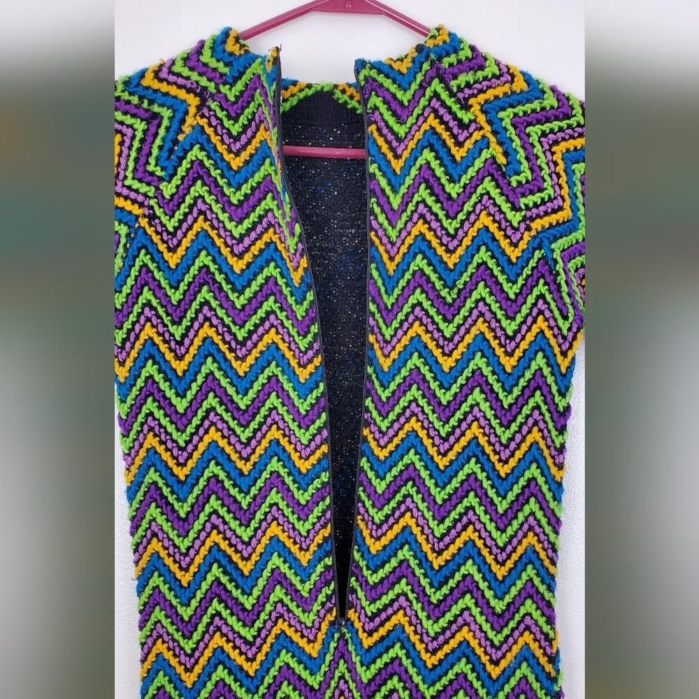 Helen Whiting Vintage Chevron Knit Dress 60s Go-Go Style Good Vintage Condition - Picture 4 of 9